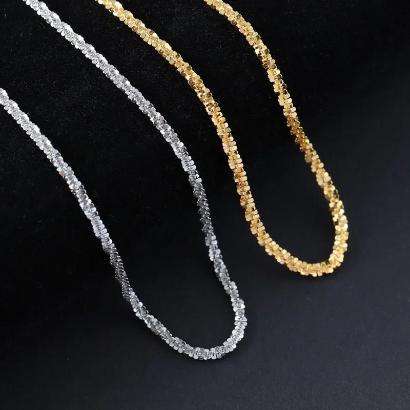 Stainless Steel Jewelry Long Chain Shiny Women Necklace Choker Fashion Jewelry Silver Color Non Tarnish No Fade Wedding Gift