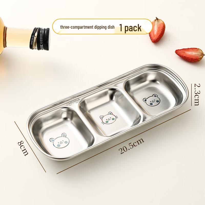 WORTHBUY 304 Stainless Steel Divided Sauce Dish