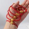 Handmade Red Braided Rope Bracelet With Gold Goat Charm Adjustable Size Perfect For Zodiac Year Gift Daily Wear Lucky Accessory