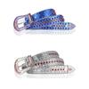 Women's European and American feng shui diamond leather belt, handmade diamond-encrusted fashionabl