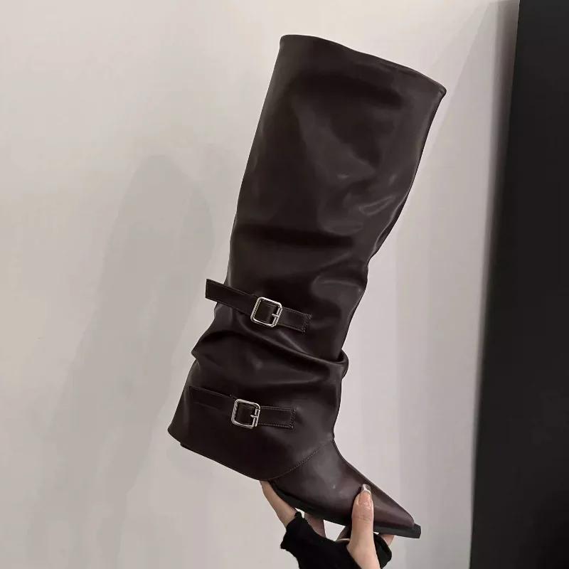 Fashion 2024 New High-heeled Women Boots Pointed Toe Long Boots for Women Sexy Punk Gothic Boots Paris European and American Female