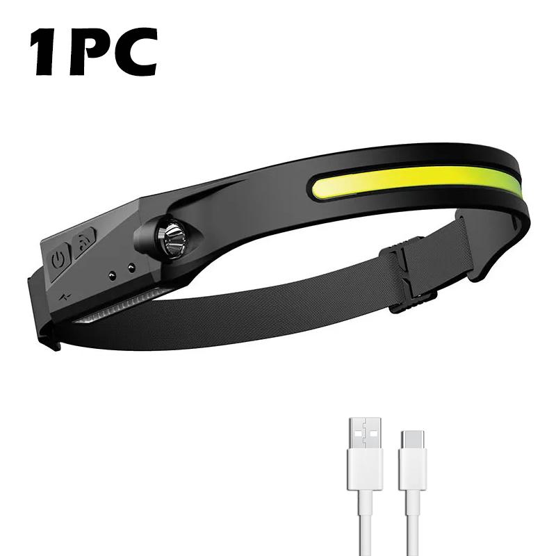 COBLED Headlight Built-in 1200mah Battery USB Rechargeable Outdoor Portable Torch Headlamp Waterproof Fishing Camping Light