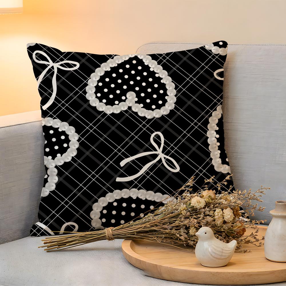 

Cushion Cover Linen SkinFriendly Soft Decorative Case for Sofa Home Decor ins style simple pearl black and white Pillow cover 30x30cm