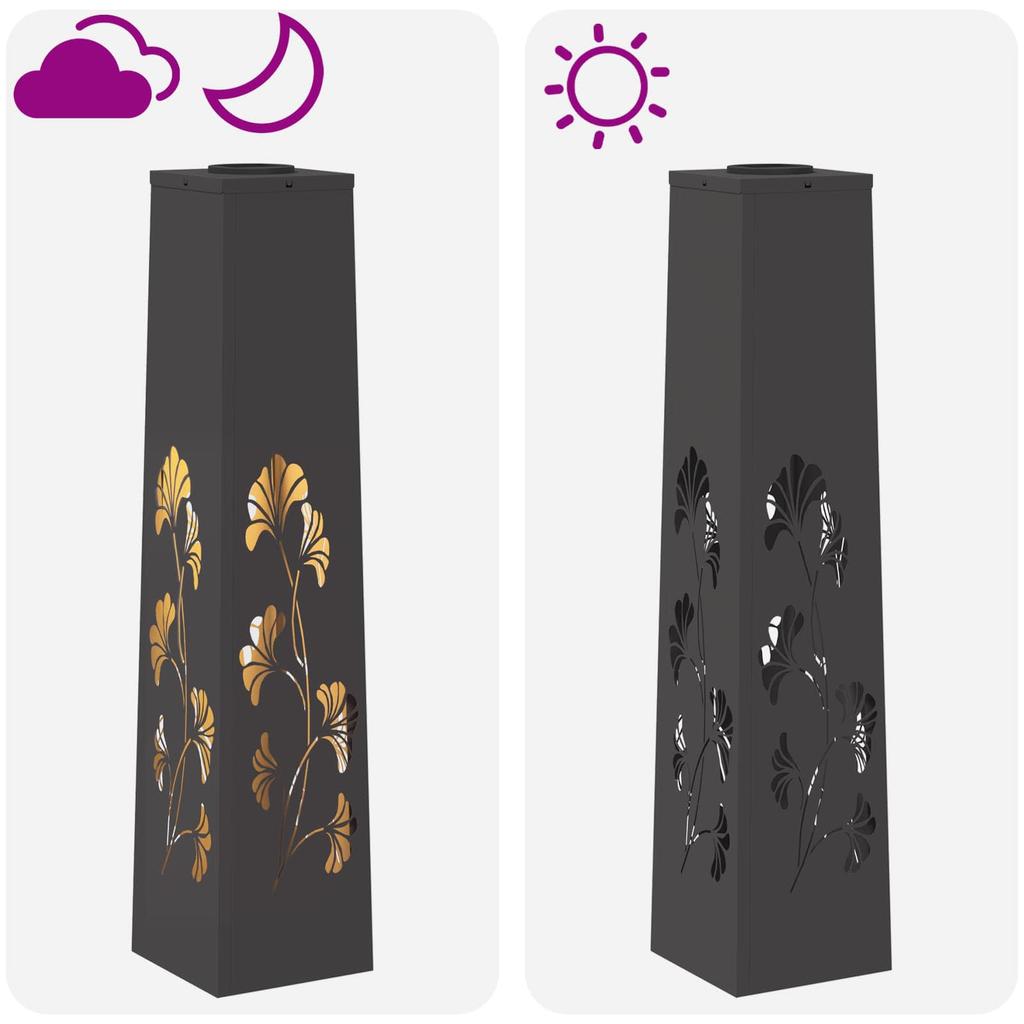 Solar LED Path Light 2 Pcs Black Cold Rolled Steel
