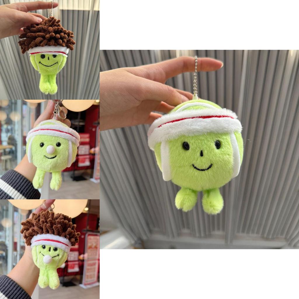 Creative Bubble Tennis Plush Toy Keychain Pendant For Sports Fans