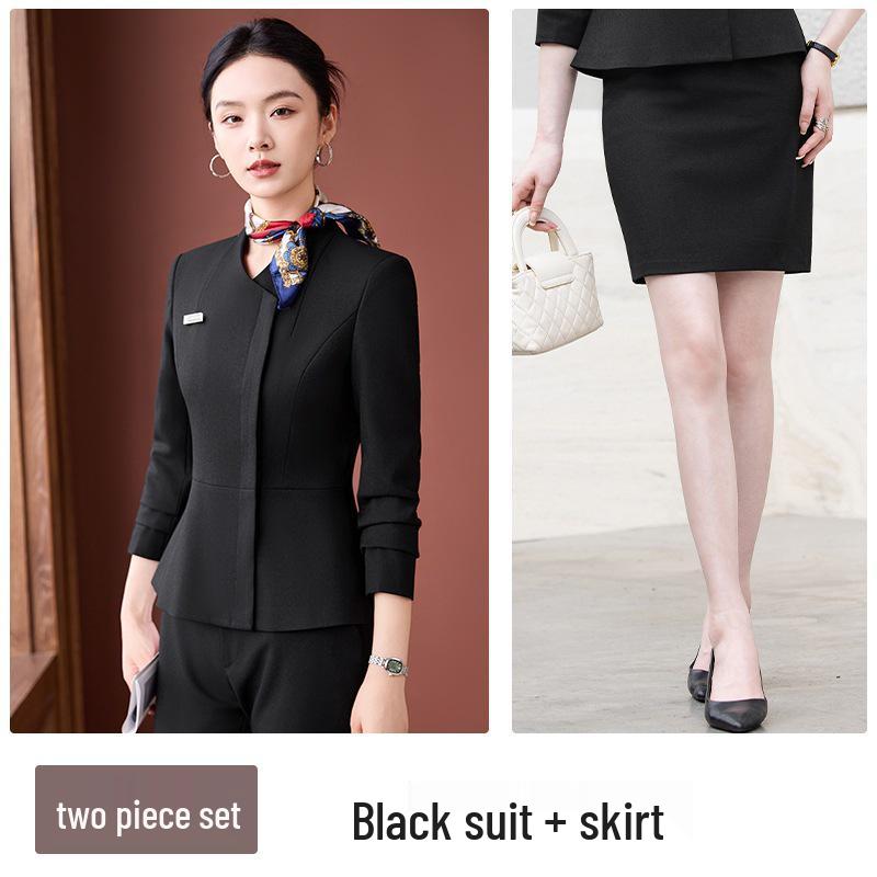 Luxury Women's Autumn/Winter Suit Set for Jewelry Store, Hotel Receptionist, and Salon Workwear