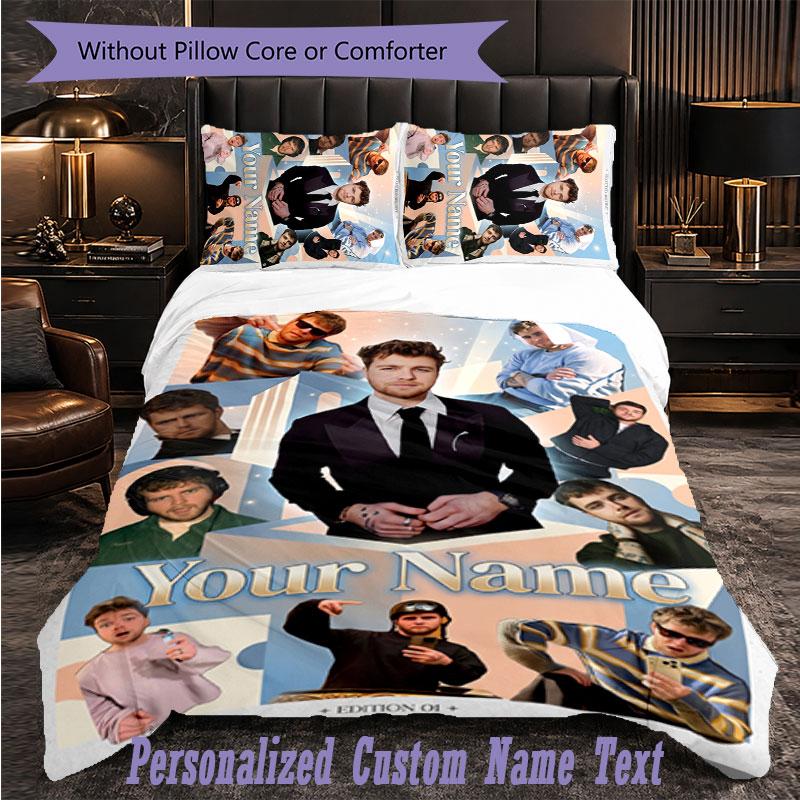 Personalized 3Pcs Bedding SetAlex Warren Custom Text Duvet Cover Pillowcase Set Bedroom Gift