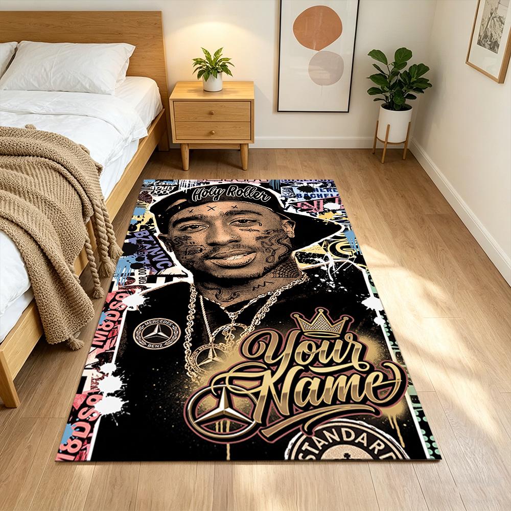 2pac Customize Your Name Carpet Perfect for Game Room Living Rooms Bedrooms Kitchen Antislip Carpet Decorate Offices Perfect Gift for Friends & Family