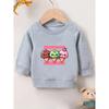 European Sizes Cute Ice Cream Print Kids' Spring Thin Round Neck Sweatshirt 0-3 Years Comfortable Design Suitable for Outdoor Wear