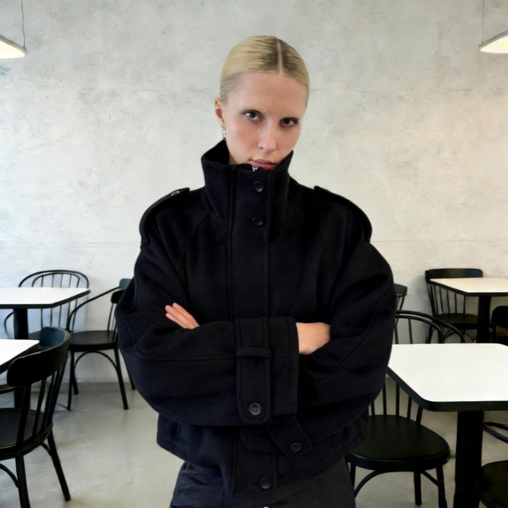 Cappotto in Lana da Donna Autunno/Inverno, Taglie Europee e Americane, Collo Rialzato, Monopetto, Stile Elegante.