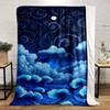 Swirling Patterns of Waves, Clouds, and a Starry Night Sky with a Moon. for All Seasons Blanket Lunch Break Throw Gift