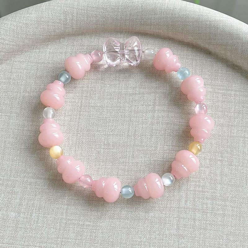Cherry Blossom Pink Gourd Bodhi Bead Double Circle Fresh Design Women s Buddha Bead Bracelet Accessory