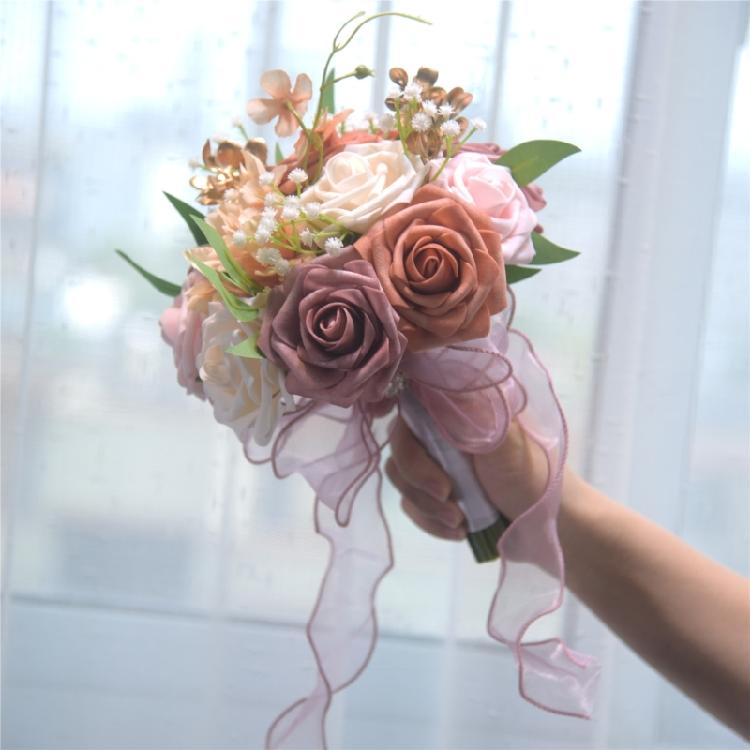 Decoration Wedding Bouquet Artificial Flowers Bride Handmade Durability Bouquet for Wedding Party Home Table Decoration