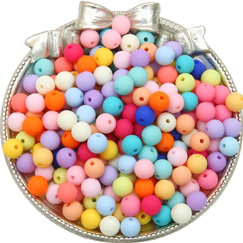 

Бусины для браслета ручной работы, цельные акриловые матовые разноцветные бусины, цепочка для сотового телефона ручной работы, ожерелье из макарон, круглые бусины, свободные бусины 30pcs x 1 bag