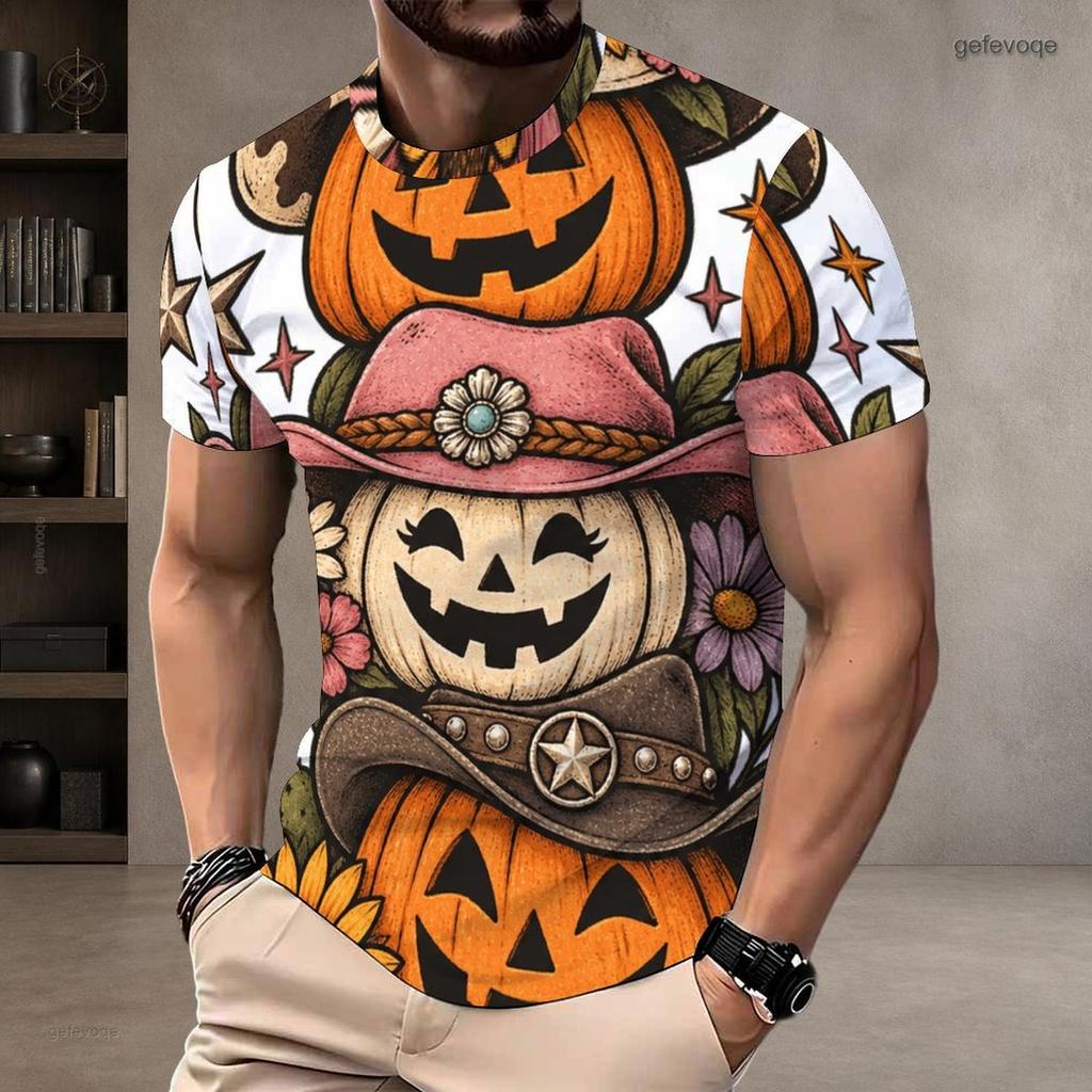 Men Plus Size Round Neck Short Sleeve T Shirt Halloween Sloth Printed Casual Tops