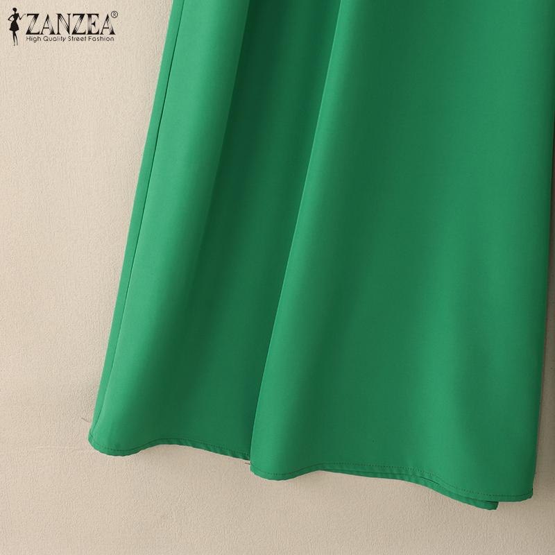 ZANZEA Women Casual V-Neck Summer Short Sleeve Wide Leg Jumpsuits