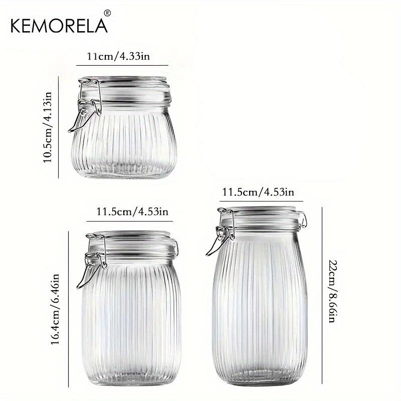 2PCS Airtight Glass jar with lid Glass Storage Containers with Lids Striped Clip Fastening Jar for for Canning Pasta Coffee Bean