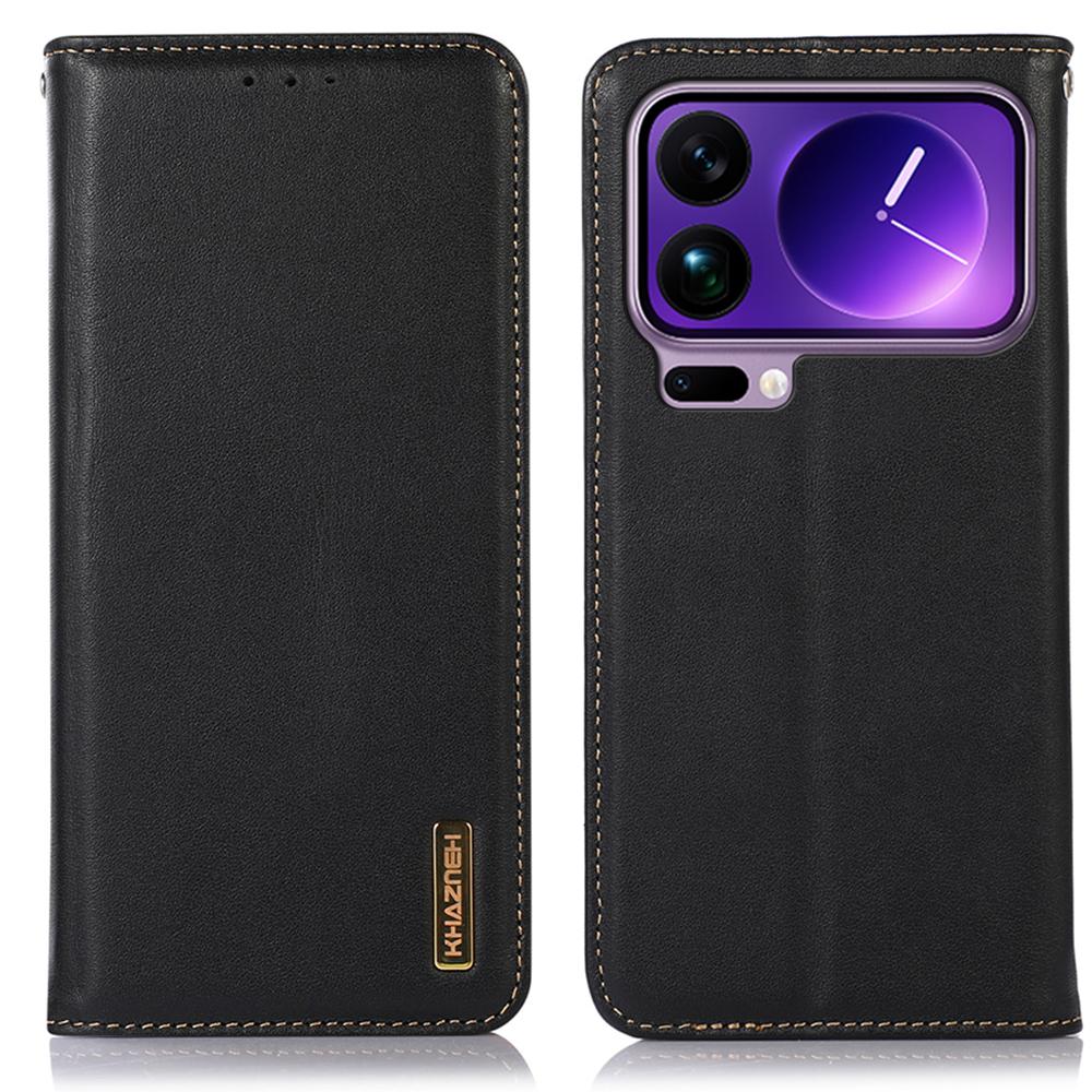 

KHAZNEH For Xiaomi 17 Pro Case Wallet Genuine Cow Leather Phone Cover Nappa Texture