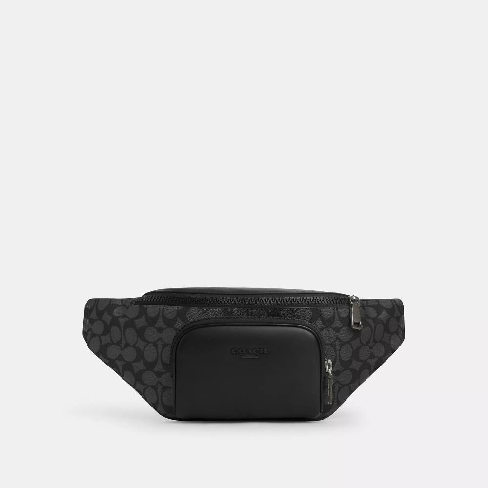 

Coach Racer Belt Bag In Signature Gunmetal Charcoal Black One Size
