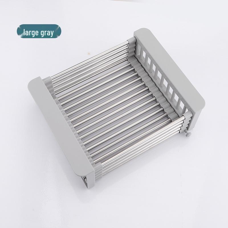 Telescopic Stainless Steel Sink Drain Rack - Multipurpose Basket for Dishwashing, Vegetable & Fruit Storage
