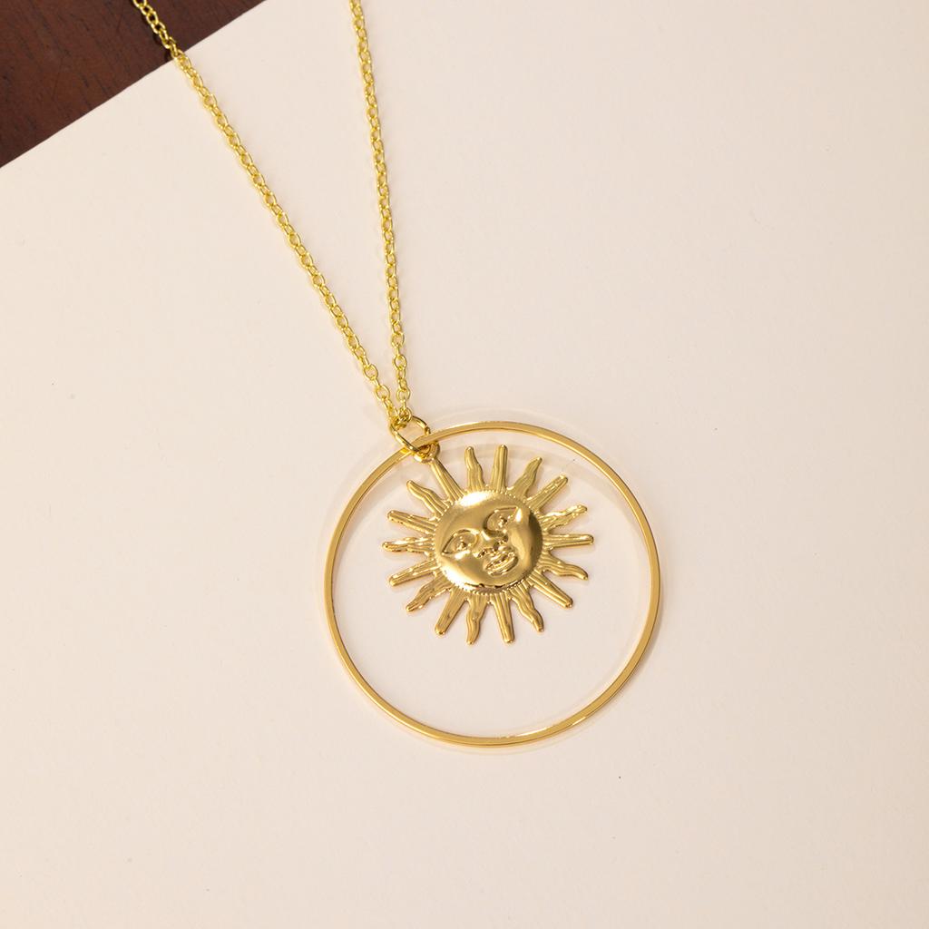 Tide Exaggerated Earrings Necklace Female Personality Hip Hop Sun Geometry Round Light Luxury Temperament Niche Suit