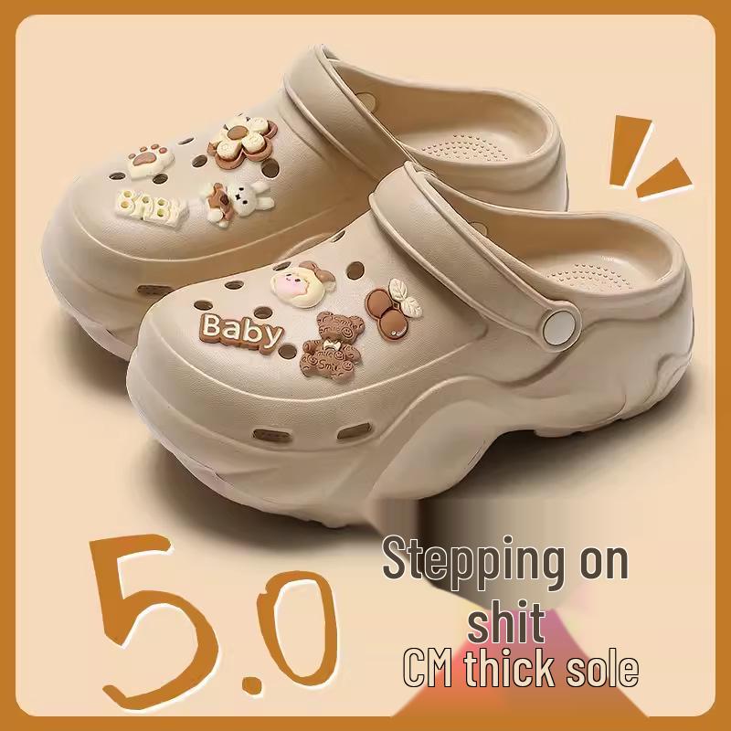 2025 Trendy Xiaohongshu Influencer Cute Cartoon Non-slip Thick-soled Summer Outdoor Closed-toe Slippers