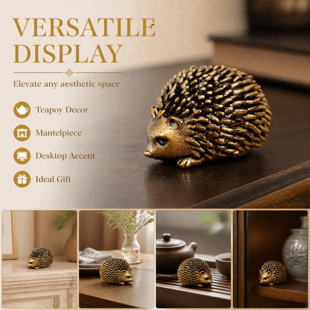 Handcarved Copper Hedgehog Statue Antique Hedgehog Figurine Tea Pet Ornament Home Decor