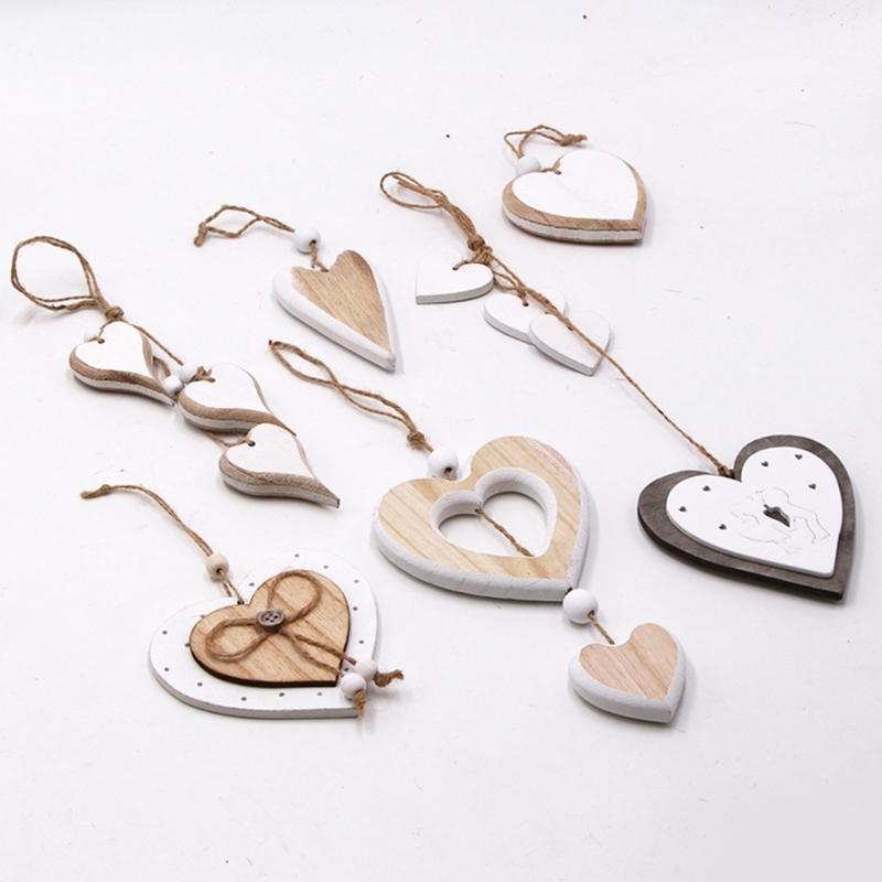 Natural Wooden Heart Shaped Adornment Bedroom Decorative Pendant Hanging Ornament for Weddings and Special Occasion