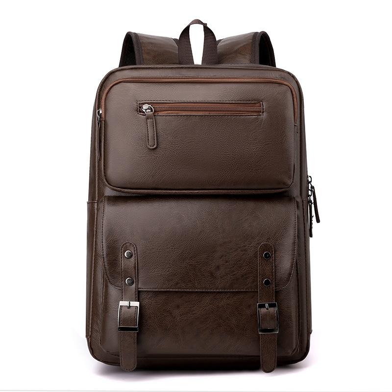 Casual Retro Men's Soft Leather Backpack Large Capacity Storage Travel Backpack School Bag