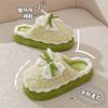 Bow 2025 new cotton slippers winter indoor home soft sole non-slip warm plush platform shoes
