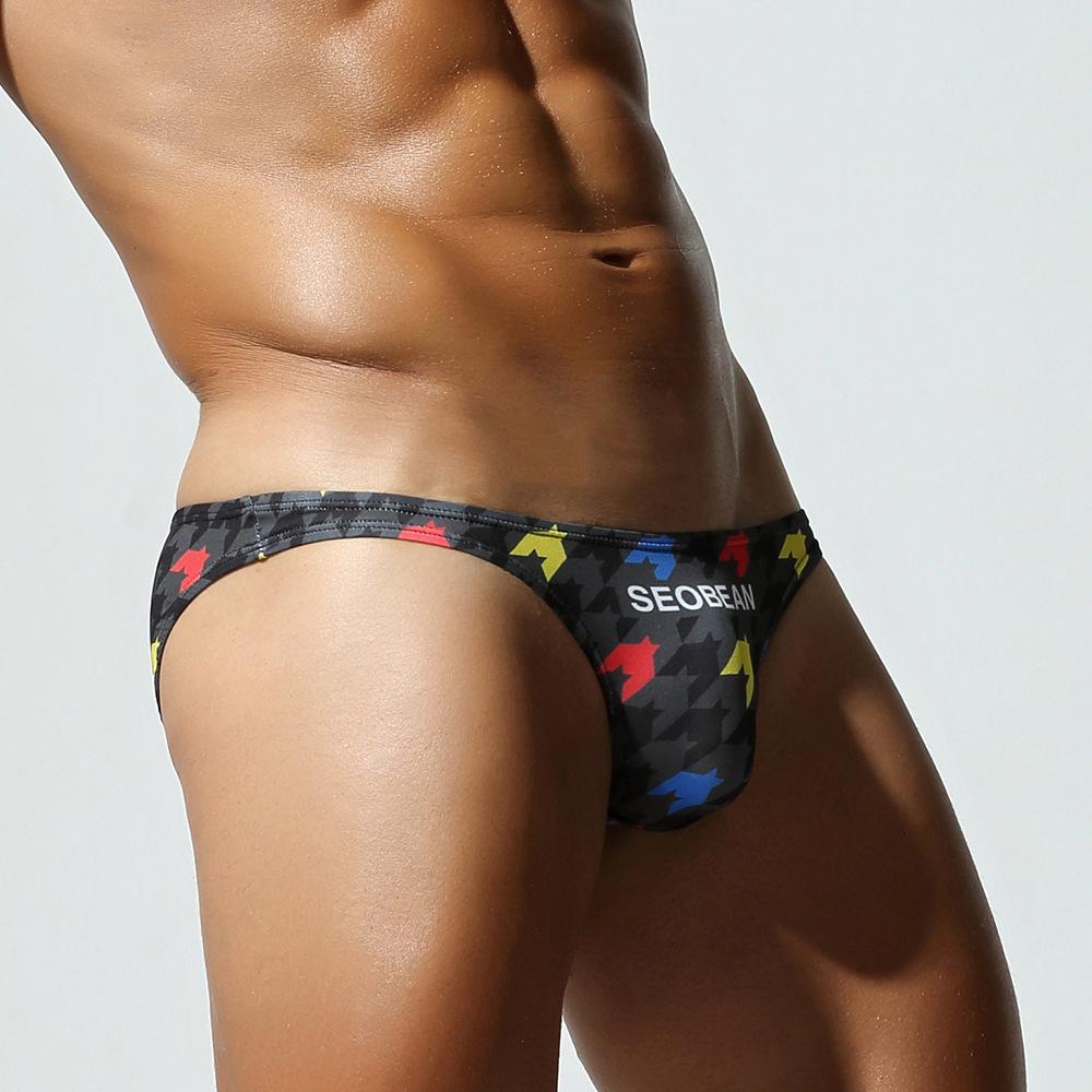 Men's Sexy Cartoon Triangle Briefs Cute Style Low-Waist Breathable Underwear Skinny-Fit Triangle Panties for Daily Wear