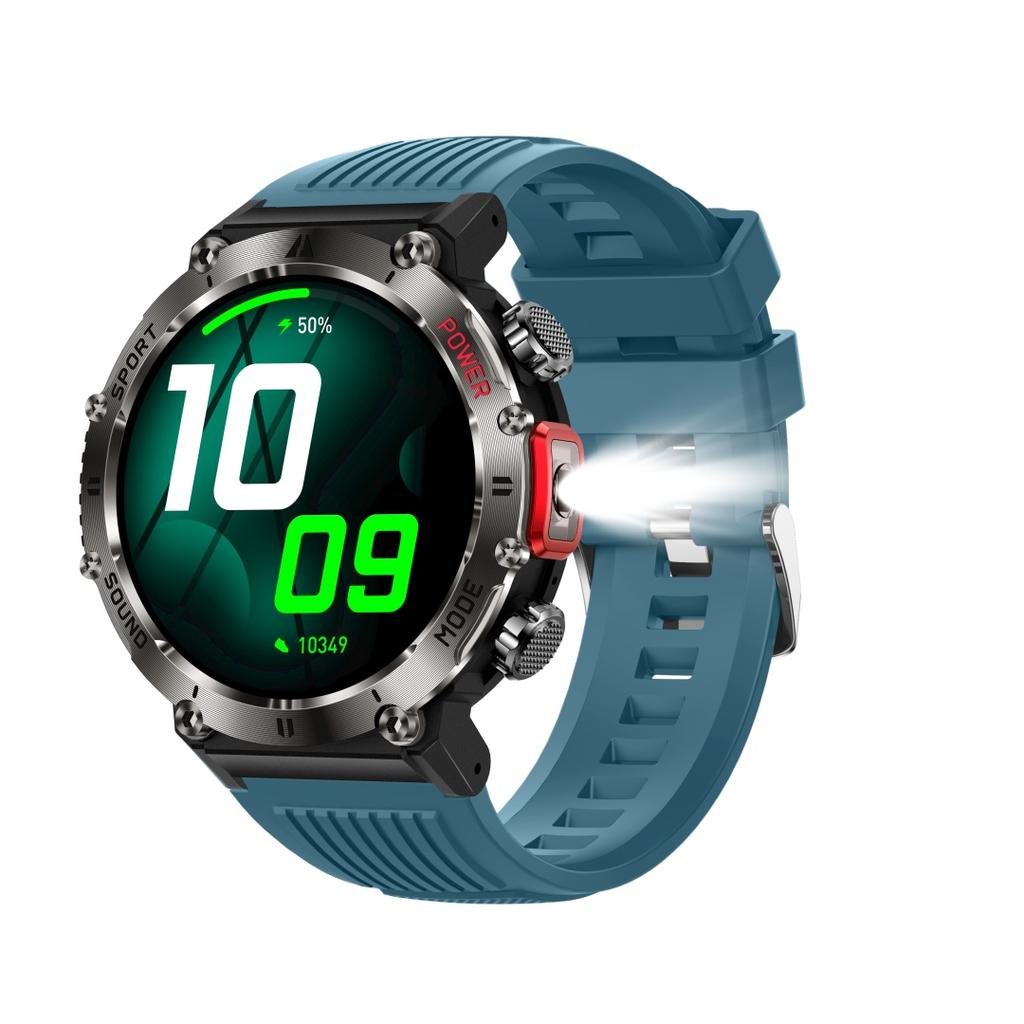 Rainbuvvy HT32 Bluetooth Smartwatch 1,43 Zoll IPS 360x360 Voll-Touchscreen BLE5.0 IP68 Wasserdicht Mehrere Farben Taschenlampe Android Smartwatch
