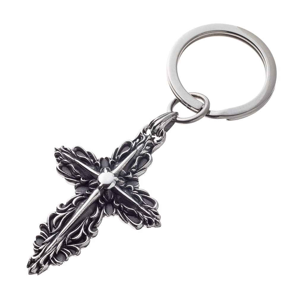 

Artemis Classic Large Layered Cross Key Ring for Men and Brand Stainless Steel Key Accessory (ACK0047) - Men s Women s Jewelry, Keychain, Ring,