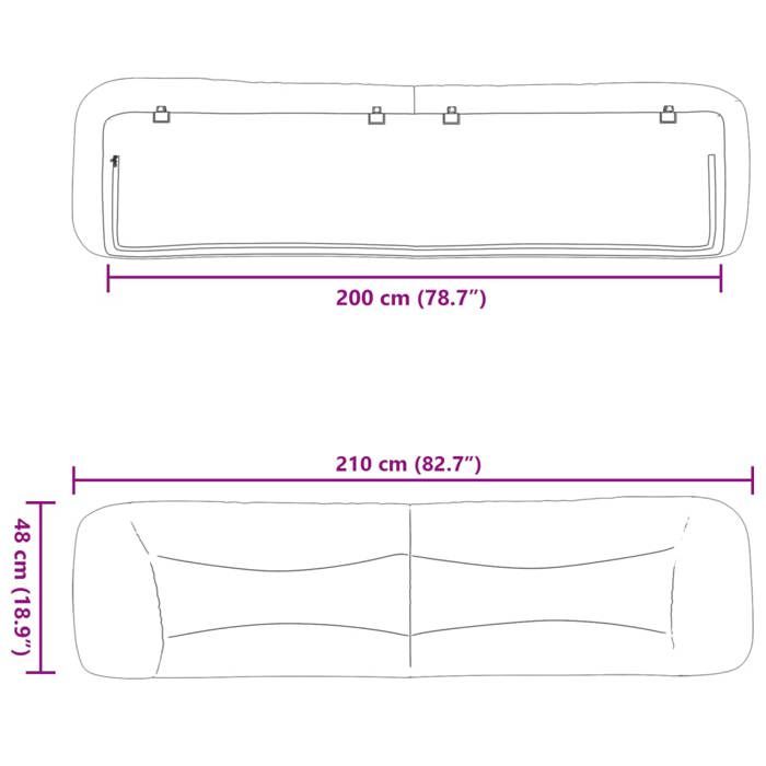 VidaXL Headboard Cushion, Reading Pillow with Zipper, Reading Cushion for Bed Bedroom, Grey 200 374626