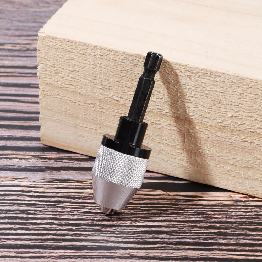 Shaft Adapter Converter Impact Drills Bits Keyless Drill Chuck Round Shank 1/4" Hex Shank 0.3mm-8mm