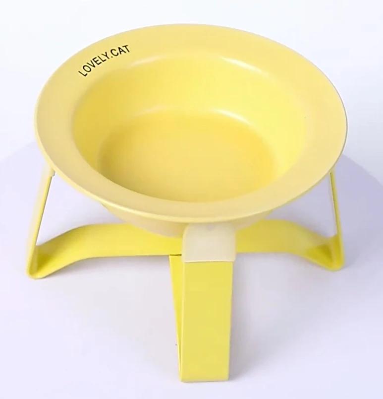 Household Products Ceramic Pet Bowl Iron Frame Neck Protection Ufo Canned Water Bowl High Shallow Mouth Universal Pet Feeding