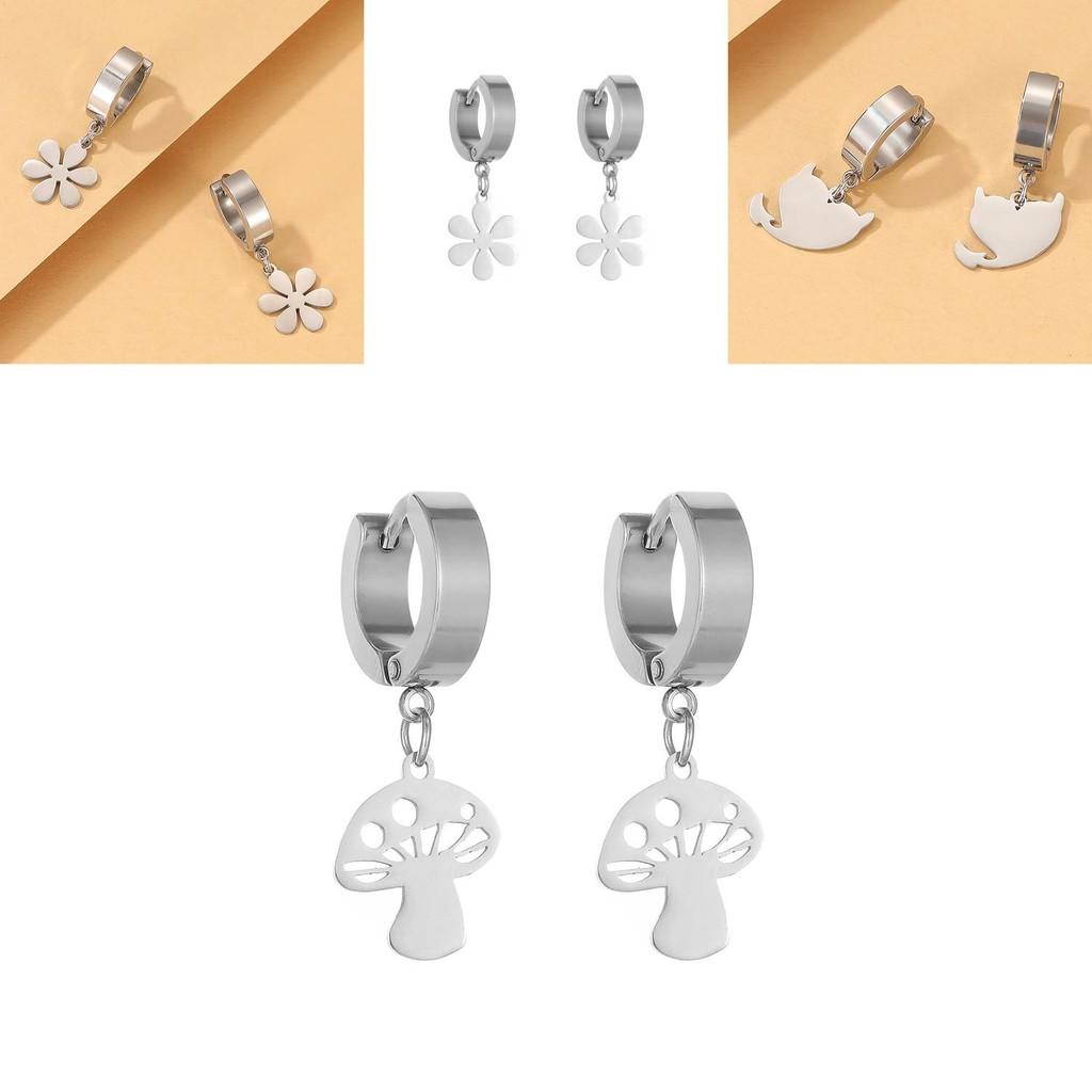 Modische Blitz-Pilz-Ohrclips für Damen Trendige Geometrische Legierungs-Ohrringe