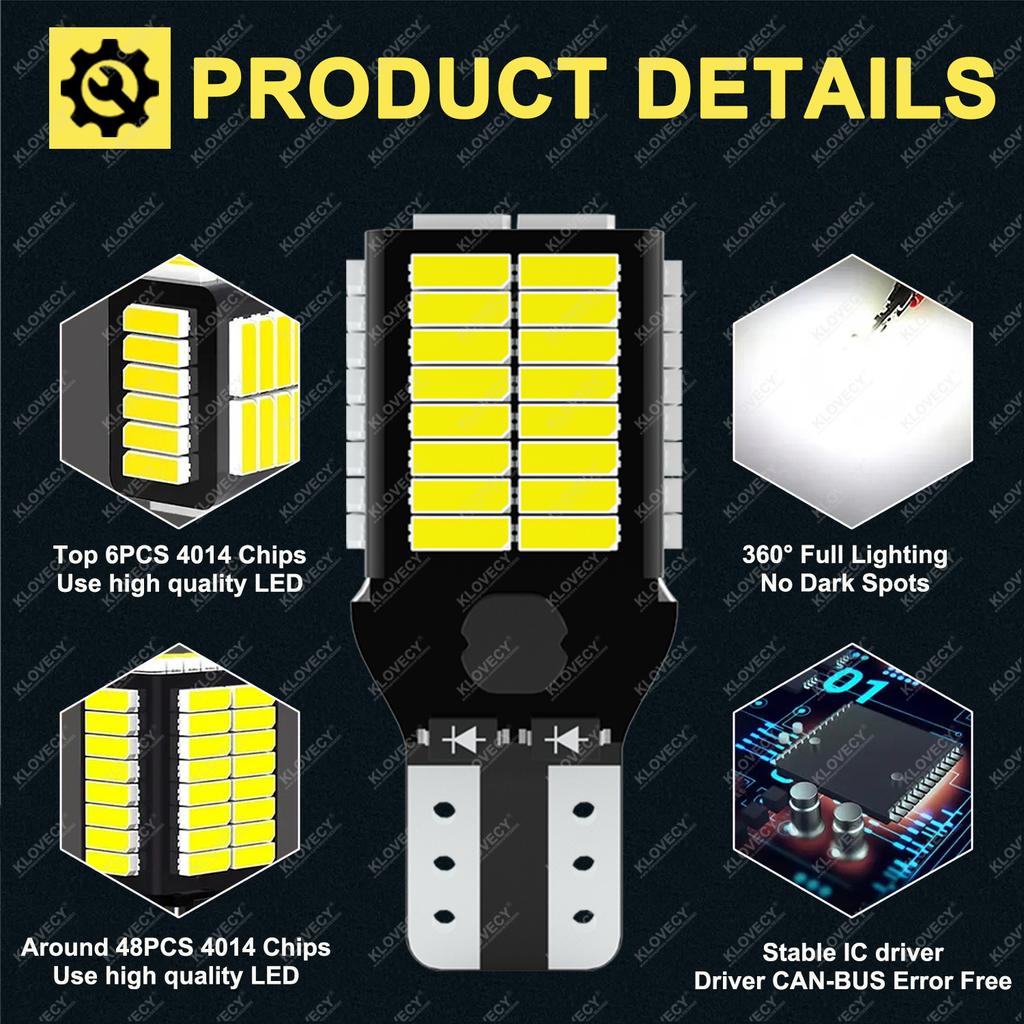 2/4 PCS LM Super Bright T15 LED Bulbs CANBUS For Car Tail Backup Reverse Lights 7W 12V 24V 4014-54SMD 6500k White Error Free