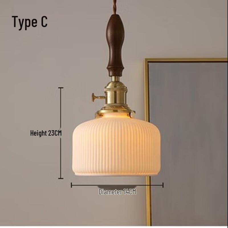 Vintage Ceramic & Brass Decorative Hanging Lamp