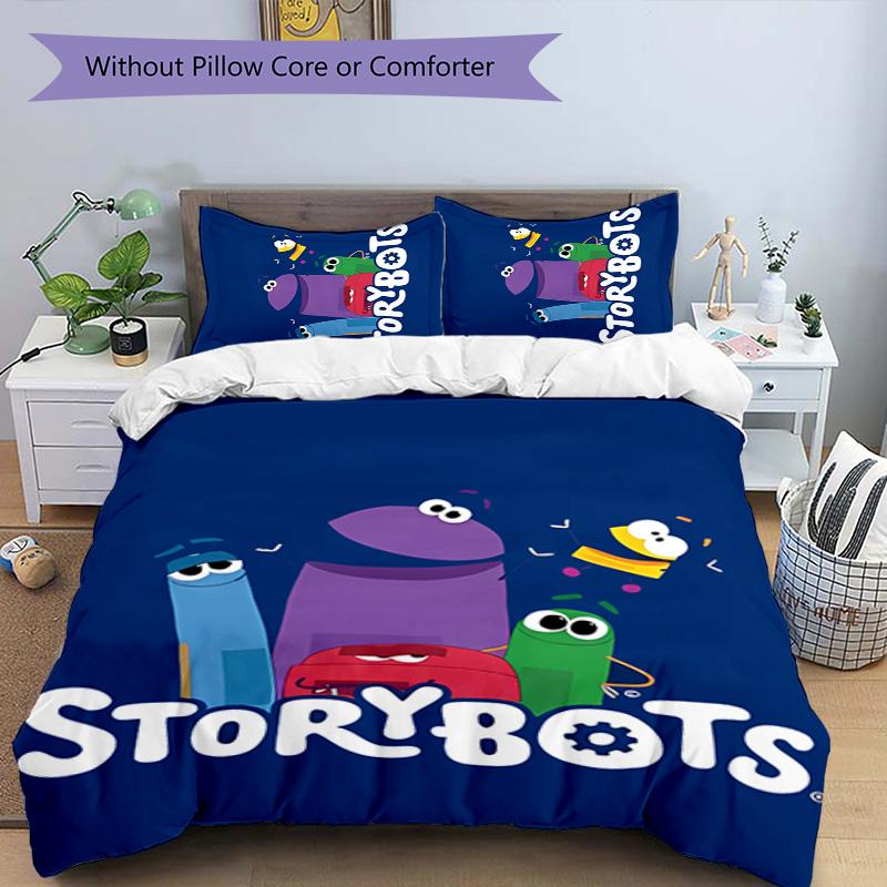 Ask the StoryBots 3pcs Bedding Set Duvet Cover Closure Includes 1 Duvet Cover & 2 Pillowcases for All Seasons Bedroom Home Dorm Decor