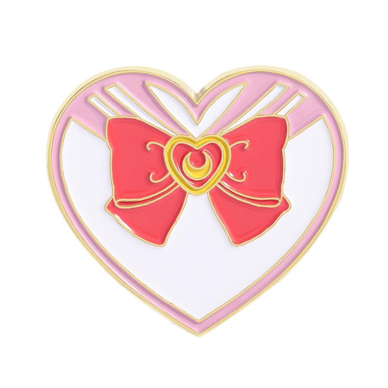 Anime Girl Heart Enamel Pins Custom Pink Blue Bow Brooches Lapel Badges Clothes Funny Jewelry Gift for Friends