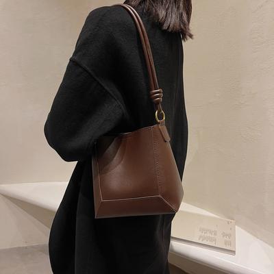 Fashion Large Capacity Shoulder Crossbody Bag Women's Autumn New Simple Casual Handbags Retro Texture PU Bucket Totes Trend