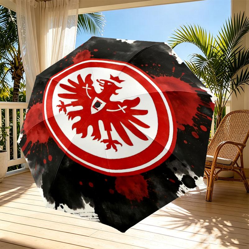 Eintracht Frankfurt Aufdruck Automatischer Öffnungs-Schließ-Regenschirm, Tragbarer Faltregenschirm, für Outdoor-Pendeln Campingausflug, Ideales Geburtstagsgeschenk