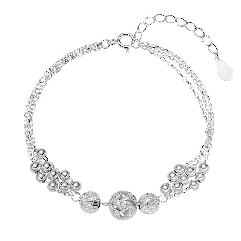 Bead Three Lives Three Worlds S925 Sterling Silver Versatile Bracelet – Simple Niche Design, Ideal Gift for Girlfriend. 925 Sterling Silver