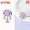 Charmscopper Plated Pinkish-Purple Flower Butterfly Pendants Fit Charms Original Bracelet Beads Women Jewellery Making