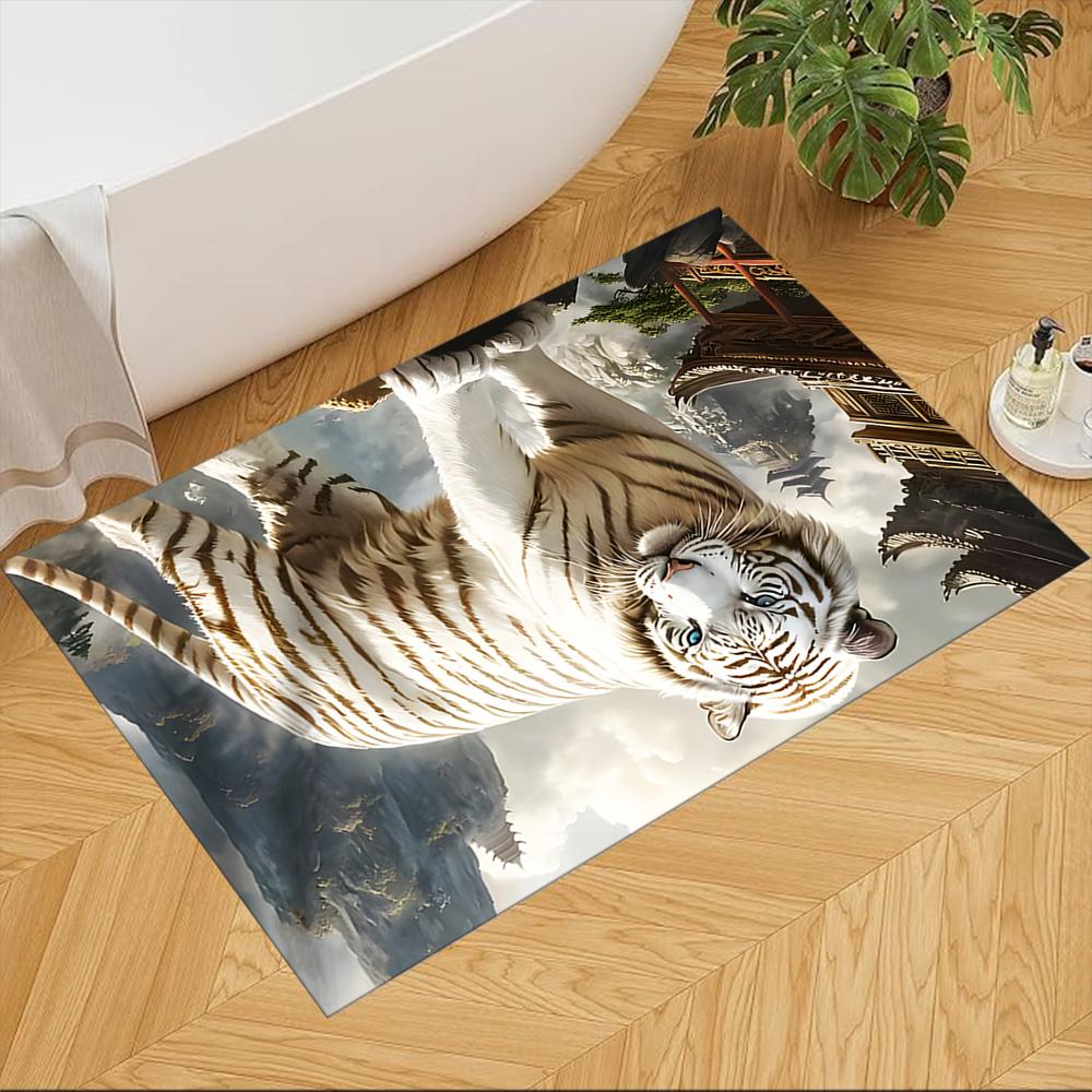 Tiger In Waterfall Realm Non-Slip Home Carpet Design for Office Decor Living Room Gift
