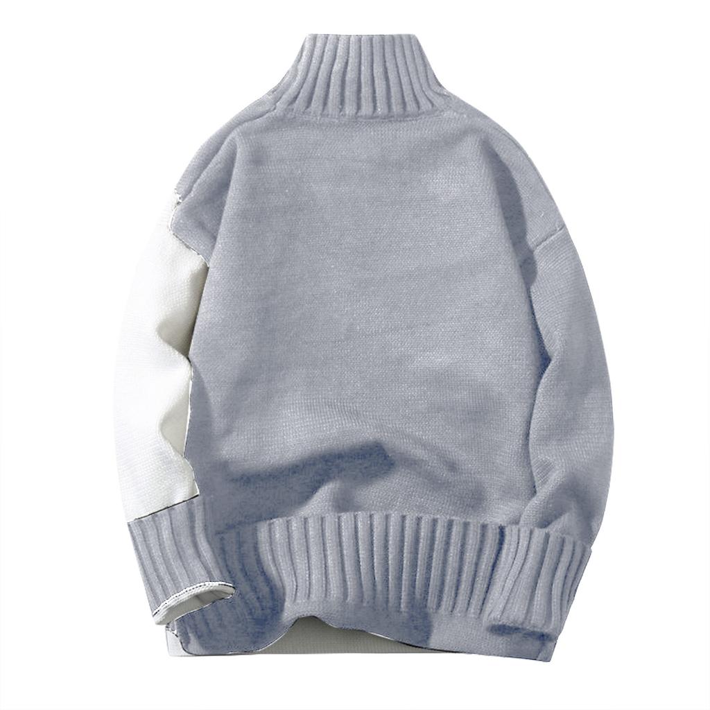 Men's Casual Color Block Knit Sweater Pullover Crew Neck Long Sleeve Comfortable Fit Soft Fabric