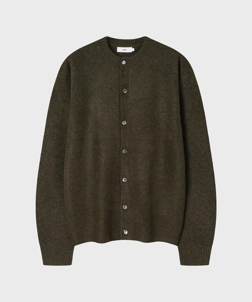 LEIRE Mild Cashmere-Like Round Cardigan [Khaki]