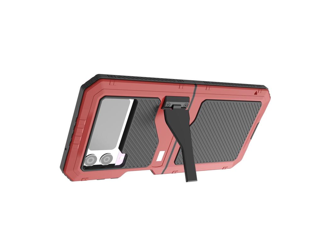 Cross-Border Metal Three-Proof Phone Case for Samsung Z-Flip-4 - Full Coverage Anti-Drop Protection