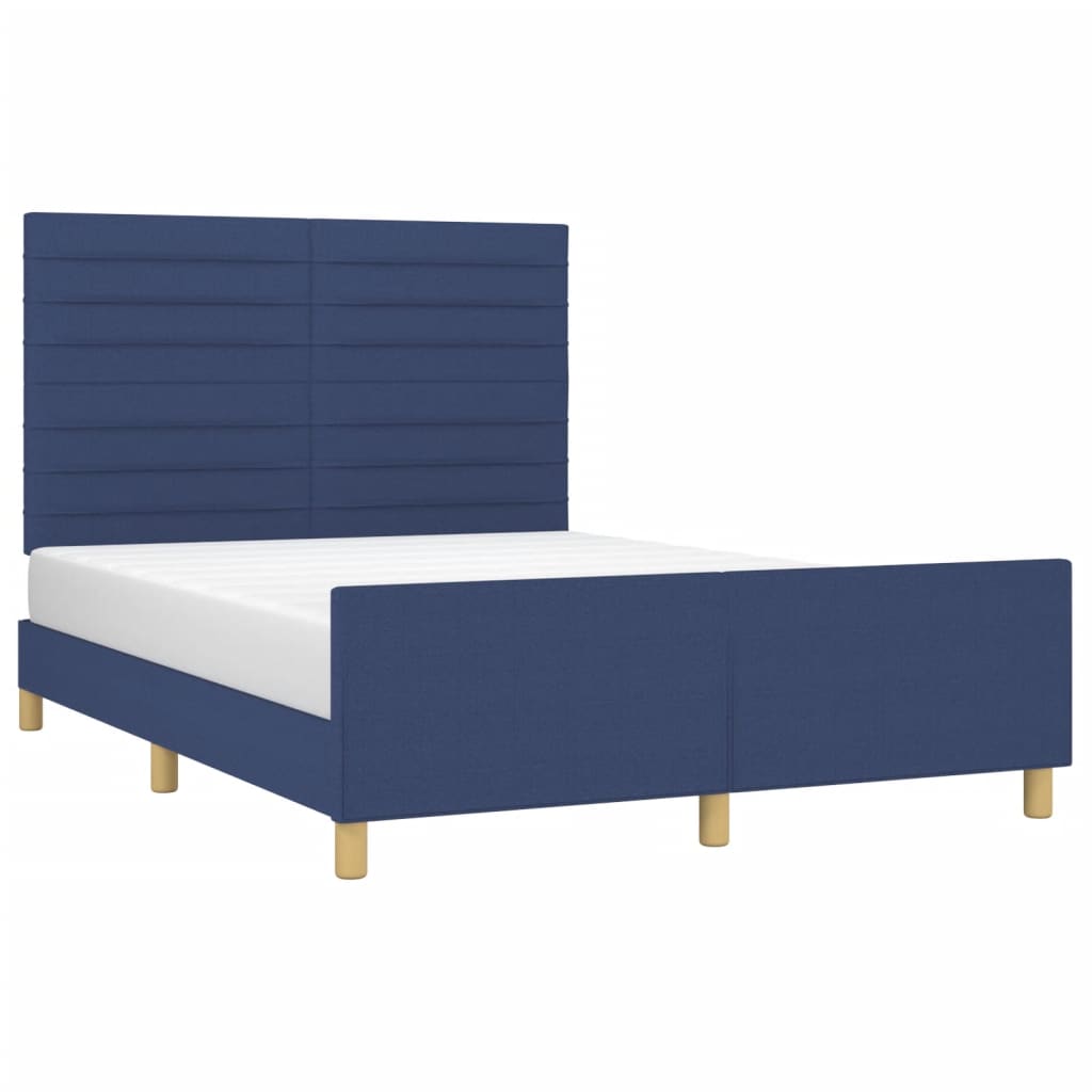 Bed Frame without Mattress Blue 140 x 200 cm Fabric